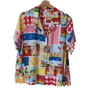 NWT Jams World Top Colorful Abstract Artsy Short Sleeve Limited Edition Wmns XXL